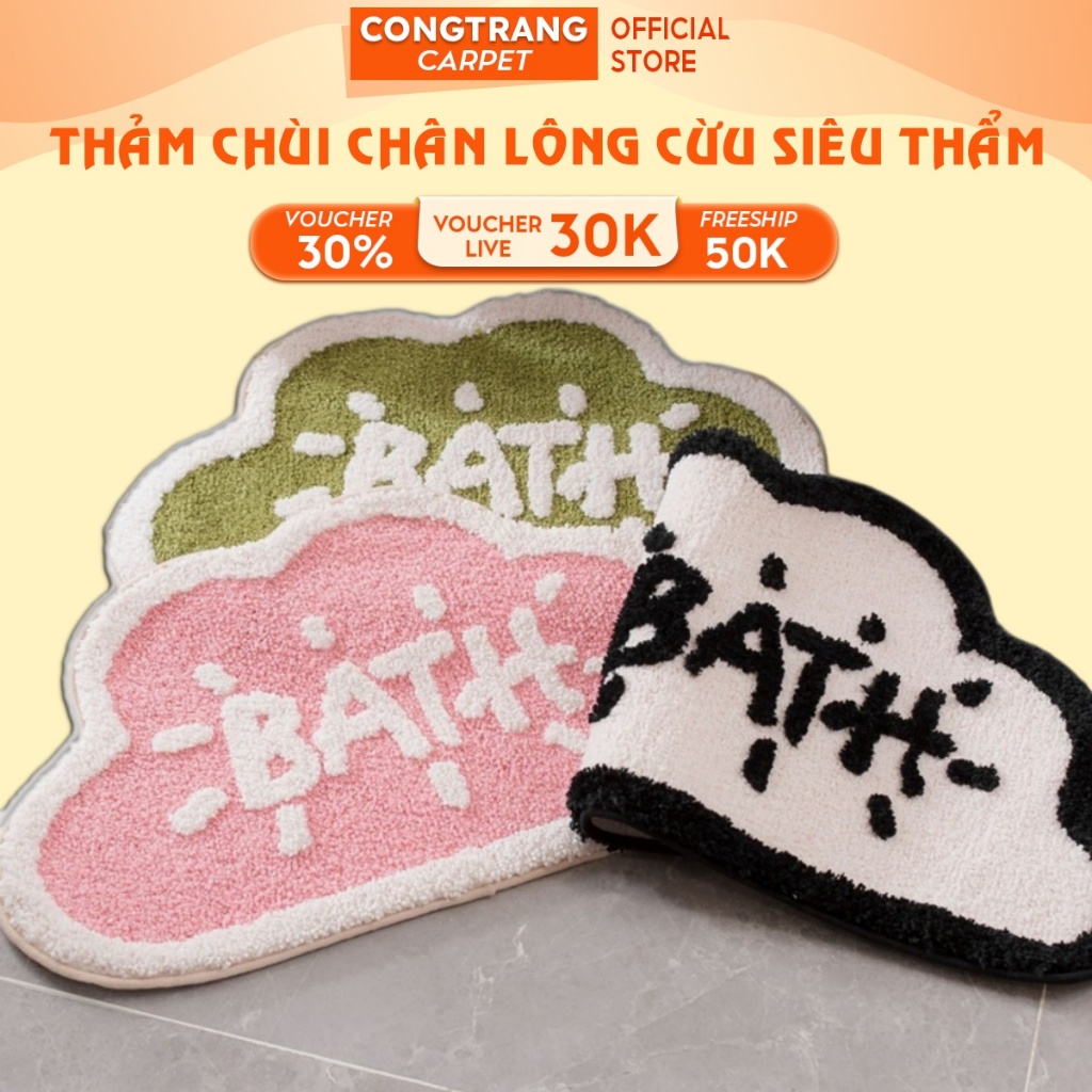 Thảm Lông , Thảm chùi chân lông cừu 50 mẫu thiết kế lót sàn đế cao su chống trơn trượt, siêu thấm 40cm x 60cm