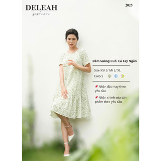 De Leah - Đầm Suông Đuôi Cá Ngắn Tay - Thời Trang Thiết Kế