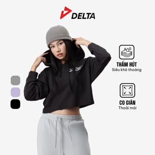 DELTA Áo Khoác Hoodie Croptop Nữ Vải Nỉ Mỏng Nhẹ, Ấm Áp, Co Giãn Mềm Mại, Thoáng Mát HD025W0