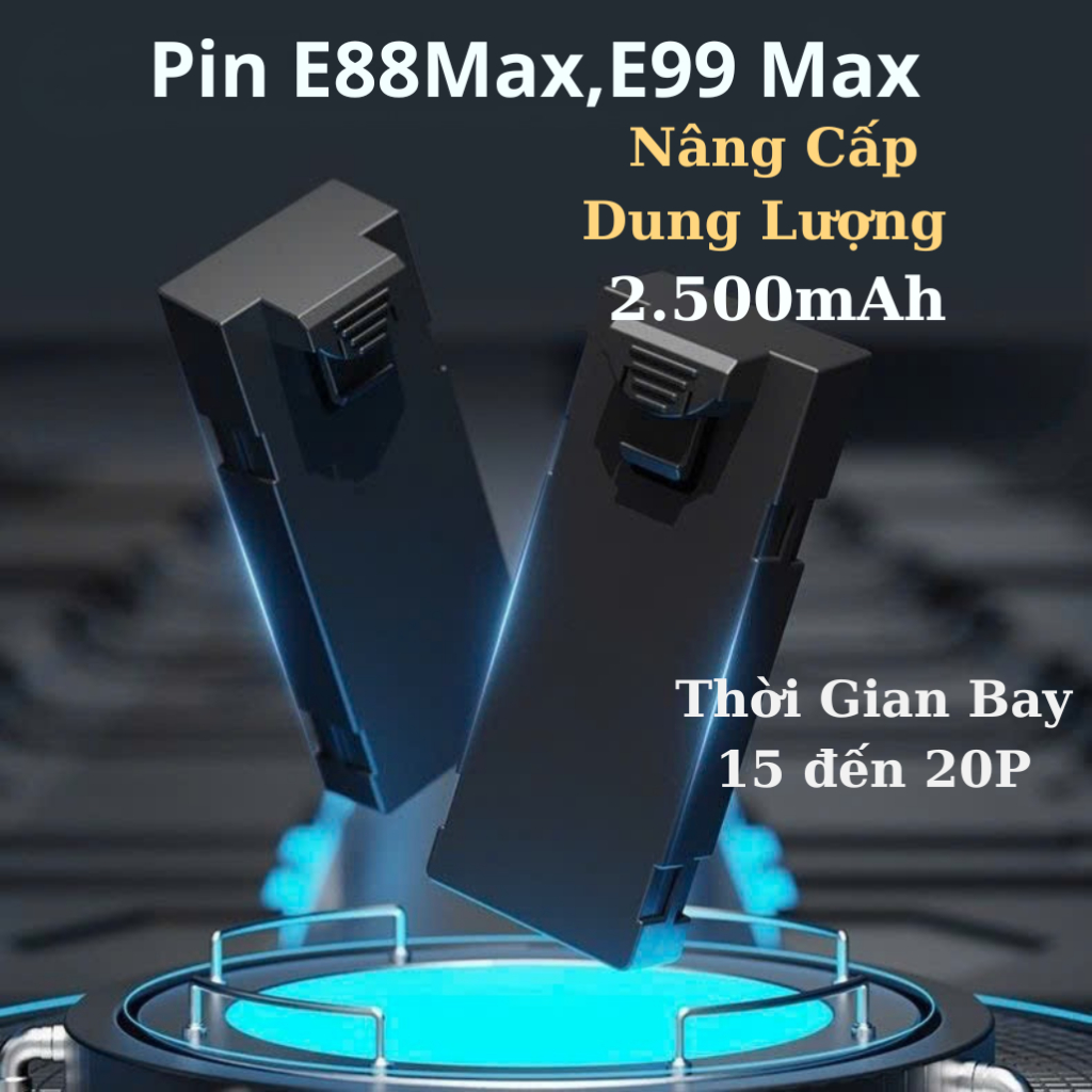 Pin Flycam E88Max , Bin Flaycam E99Max Dung Lượng 2.500mAh 3.7V Thời Gian Bay 15 Đến 20P