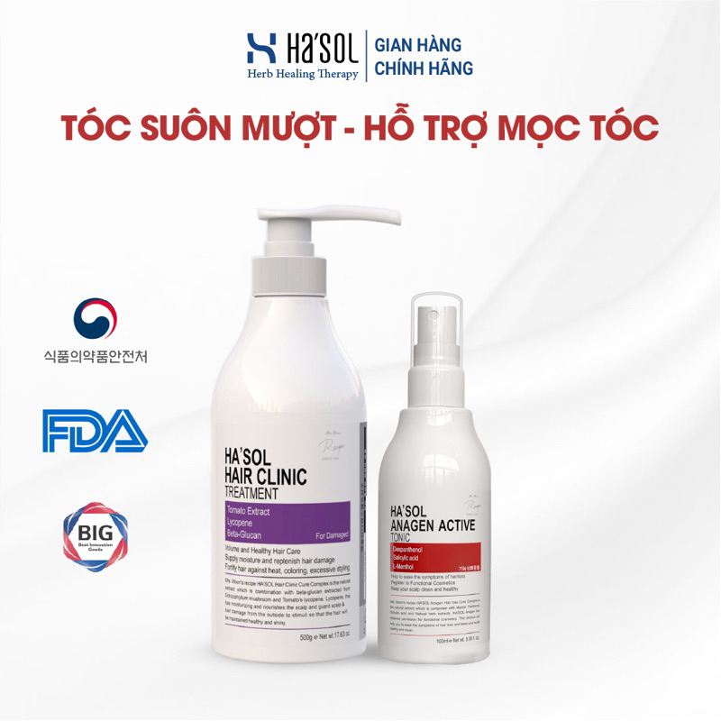 Combo Kem Ủ Tóc Hasol Hair Clinic Treatment + Xịt Mọc Tóc Hasol 100ml
