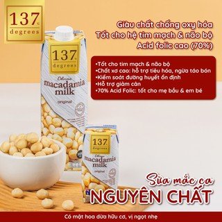 [MUA THÙNG 12 HỘP 1 LÍT TẶNG 1 GÓI TREO TƯỜNG] Sữa Hạt Mắc Ca 1 Lít 137 Degrees Nhập Khẩu Thái Lan Dinh Dưỡng