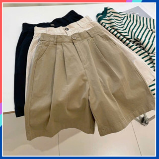  Quần short kaki cotton nữ bigsize lưng chun co giãn ống rộng thoải mái SH40 Quần đùi nữ kaki mặc ở nhà cạp cao tôn dáng 