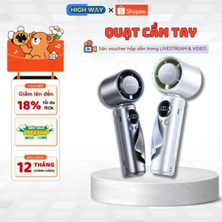 Quạt Cầm Tay Mini Sạc Pin Gắn Sò Lạnh Làm Mát 199 Cấp Độ Gió Màn Hình LCD Hiển Thị Tặng Kèm Dây Đeo