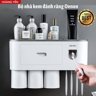 Bộ Nhả Kem Đánh Răng Tự Động, Kệ Để Bàn Chải Kem Đánh Răng Cao Cấp Oenon (Tặng Miếng Dán+ Sticker )
