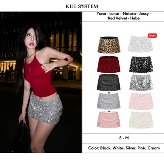 KILL SYSTEM - Chân váy kim sa cạp thấp tôn dáng Yuna - Lunar Bạc & Natasa bản to lấp lánh