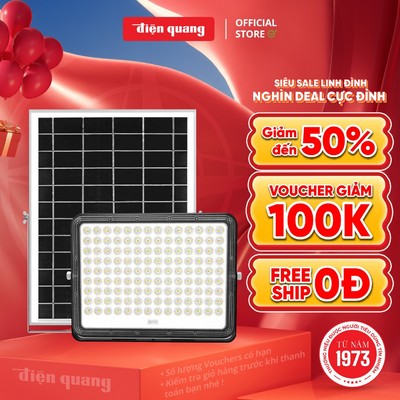 Đèn Năng Lượng Mặt Trời, LED Pha NLMT Điện Quang Ánh Sáng Trắng, Chống Nước IP65 (Công suất từ 60W - 300W, BH 2 năm)