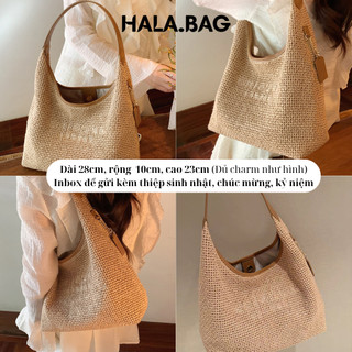 Túi đeo chéo đeo vai nữ tote dệt mềm nhiều ngăn có lót HALABAG giỏ xách tay đi chơi đi biển mùa hè sang chảnh 2025 TX24