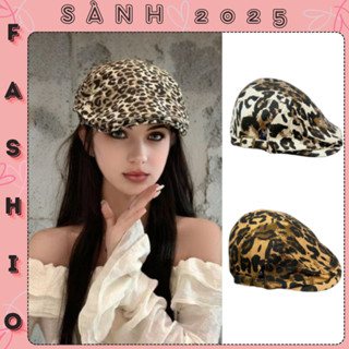 Mũ Beret Mỏ Vịt Da Beo Nam Nữ Vải Kaki Cotton Phong Cách Cổ Điển Sành Fashion