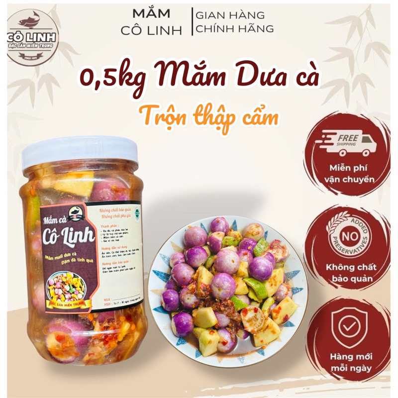 Mắm dưa cà trộn thập cẩm hũ 500gr mặn mặn cay nhẹ không ngọt