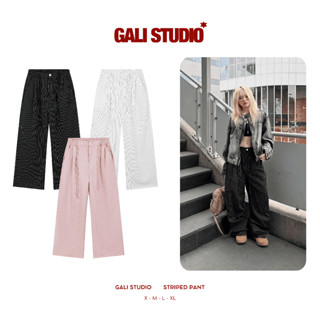 Quần Ống Suông Kẻ Sọc Chất Tuytsi Vải Mềm GLS Studio, Quần Ống Rộng Thoáng Mát Có Dây Rút Form Suông