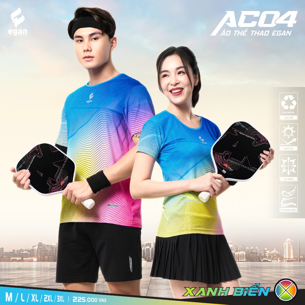 EGAN - Áo Thể Thao, Chạy Bộ NỮ Egan AC04 - XANH BIỂN, Màu sắc đẹp, Thoáng Mát, Co Giãn AC04-NCT-XBIE