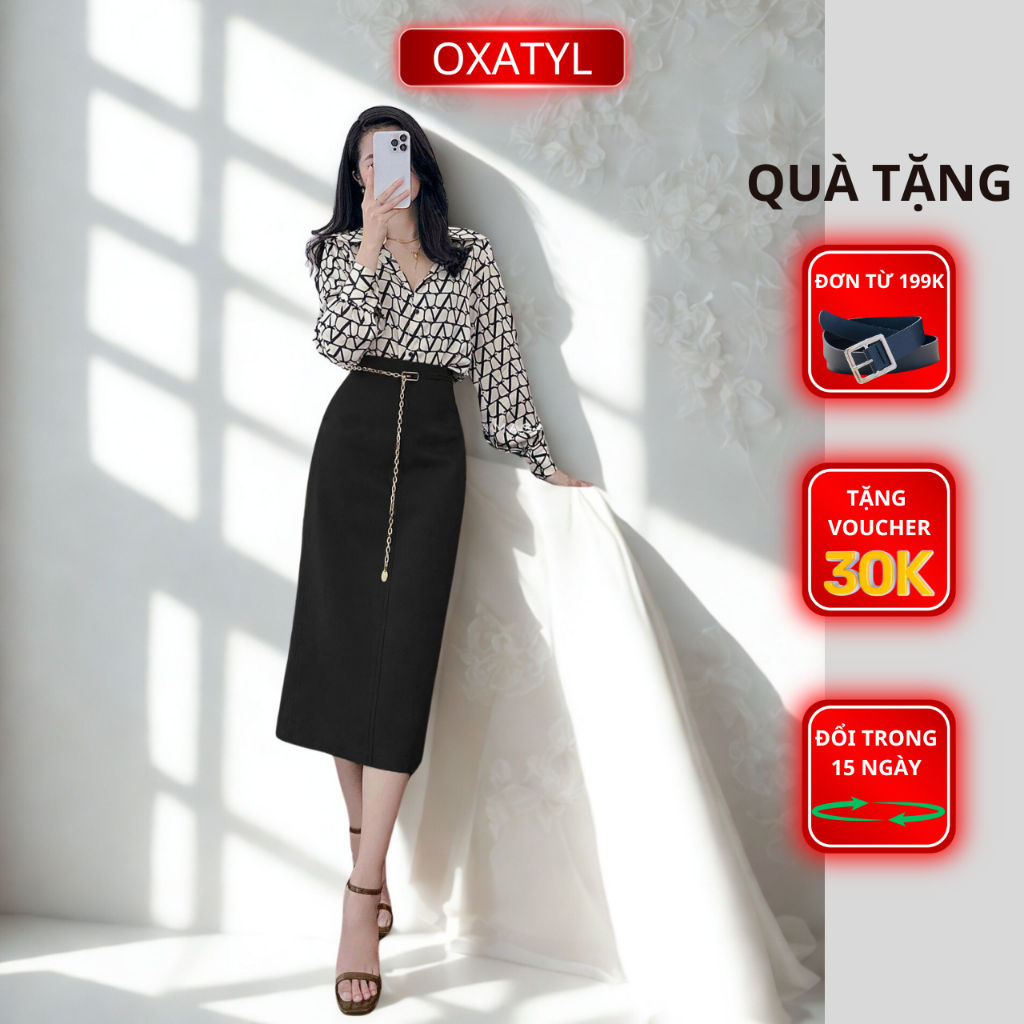Chân váy xuông midi dài 75cm cạp liền V48 phong cách thời trang công sở | BigBuy360 - bigbuy360.vn