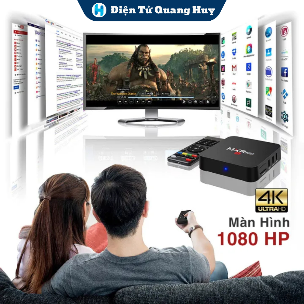 Android TV Box MXQ Pro 4K Bản Tiếng Việt Wifi Smart Tivi Box Xem Truyền Hình 100 Kênh Miễn Phí, Xem Youtube