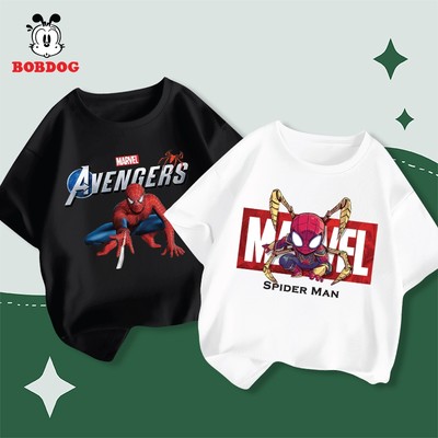 Áo phông hè bé trai BOBDOG áo cộc cổ tròn chất liệu cotton mềm mịn in hình người nhện cho bé