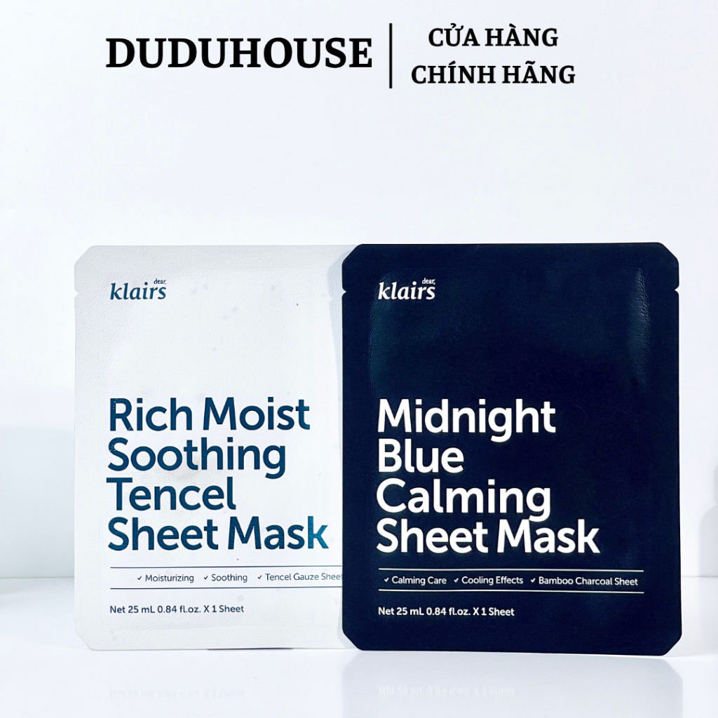 Mặt Nạ Klairs Midnight Blue Calming Sheet Mask Làm Dịu, Phục Hồi Da 25ml