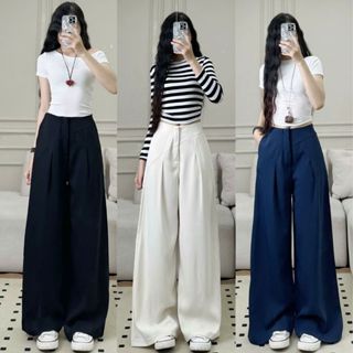 Quần tây công sở ống suông rộng ly to chất gold hàn cao cấp phom dài chùm phủ chân Joolate 453_P1K1