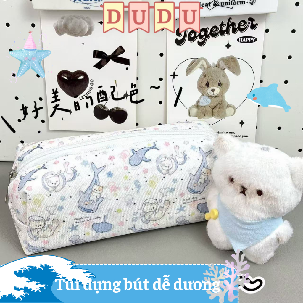 Túi Đựng Bút / Hộp Đựng Bút/ Hộp Bút / Bóp Viết INS DUDU Vải Canvas Dung Tích Lớn Dễ Thương ĐẠI DƯƠNG