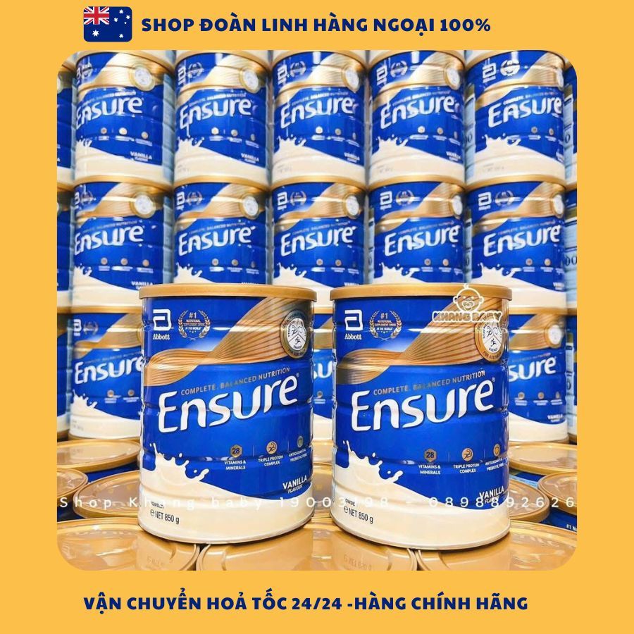 Sũa Ensure Úc 850gr, Hàng chuẩn Úc, Sữa Ensure 850gr Úc hàng air 100%