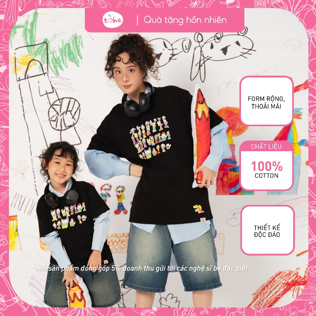 Áo thun cotton form rộng Tòhe unisex [bộ sưu tập Nắng To] 100% cotton big size