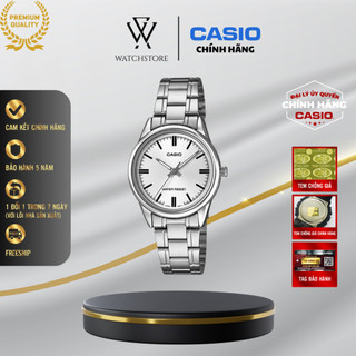  Đồng Hồ Nữ Casio LTP-V005D-7AUDF Màu Trắng Kim Bạc Dạ Quang Mặt Kính Khoáng 28.2mm Chống Nước Dây kim loại Chính Hãng 