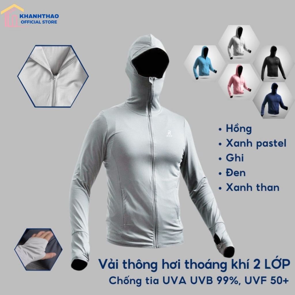 Áo Chống Nắng Nam Nữ 2 Lớp Rico,Chống Tia Uv Có Túi Khóa Co Dãn 4 Chiều Thoáng Khí Thấm Hút Mồ Hôi Cao Cấp | BigBuy360 - bigbuy360.vn