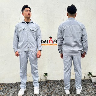 Quần áo bảo hộ lao động - Bộ quần áo màu ghi công nhân - vải kaki v21