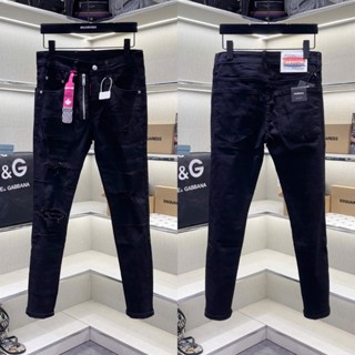 Quần jean bò nam PB slimfit đen khoá lệch rách sợi vá vải đùi 4 cúc mác hồng cao cấp boy phố QJ702P