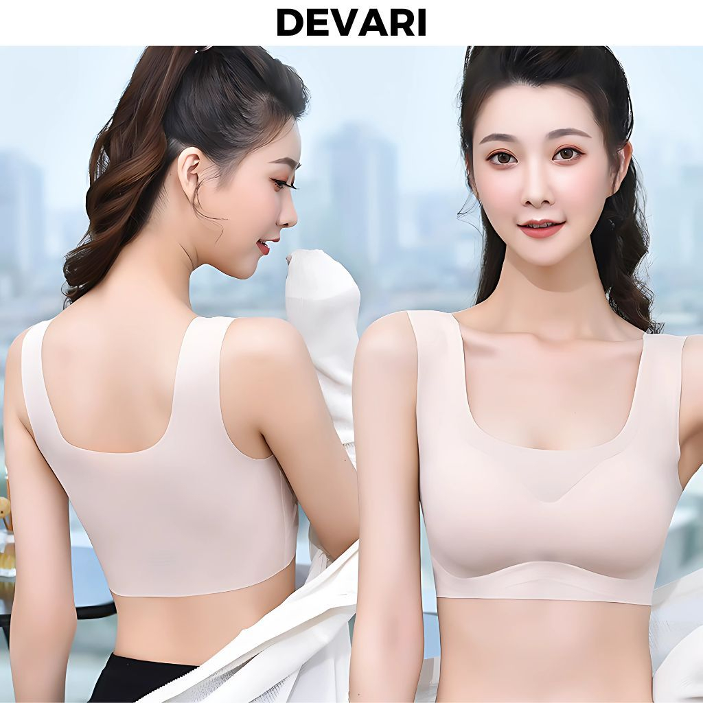 Áo ngực không gọng bản to đúc su thun lạnh mềm mại thoáng mát màu sắc xinh xắn DEVARI A5262