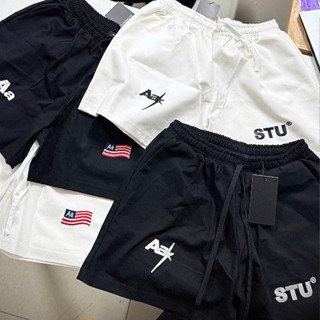 Quần Short Kaki Nam Nữ Aa Stu Thêu Lưng Chun Dây Dài Form Chuẩn Đẹp Full Tag Mạc Chuẩn