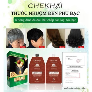 Nhuộm đen Nhuộm nâu KERATIN MACADAMIA CHEKHAI 1000ml Nhuộm tóc bạc Không dính da đầu Phủ bạc tóc nhanh và tiết kiệm