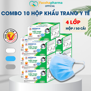 Khẩu trang y tế thùng 500 cái Khánh An mềm mịn thoáng khí tiện lợi chống nắng chống bụi tốt, combo 10 hộp