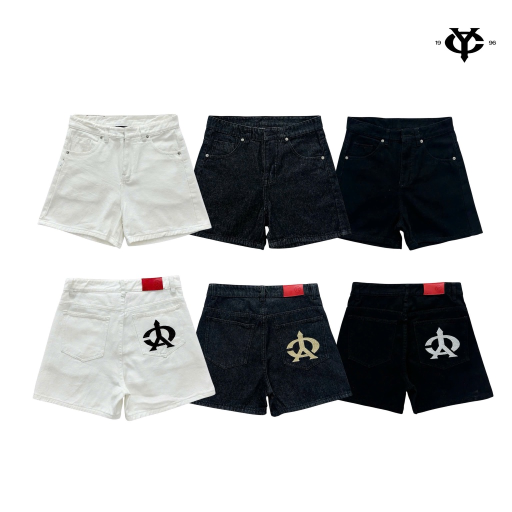 YC1996 - Quần Short Jeans Thêu Logo Ở Túi 3 Màu Local Brand Unisex