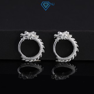 Bông tai bạc nam tròn hình rồng cá tính mạnh mẽ BTA0113 - Trang Sức TNJ