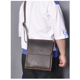 [Freeship] Túi chéo nam da bò sáp TD128VB (Nâu sáp) - 100% da thật, BH 3 năm