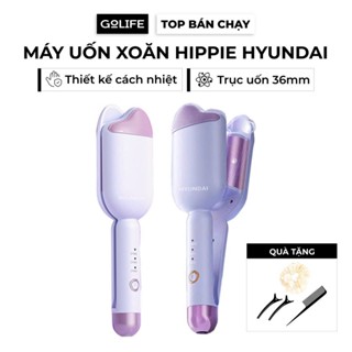 Máy uốn tóc xoăn hippie Hyundai 36mm giữ nếp lâu, máy làm xoăn tích hợp ion âm bảo vệ tóc Golife