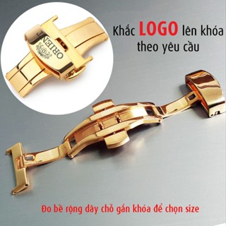 Khoá bướm hai nút bấm inox 304, logo Orient Star Citizen Casio, logo khác vui lòng inbox - K1603
