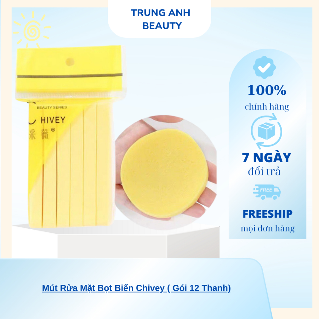Mút Rửa Mặt Bọt Biển Chivey ( Gói 12 Thanh)