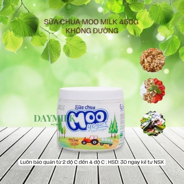 Sữa chua ăn không đường Moo (450g)