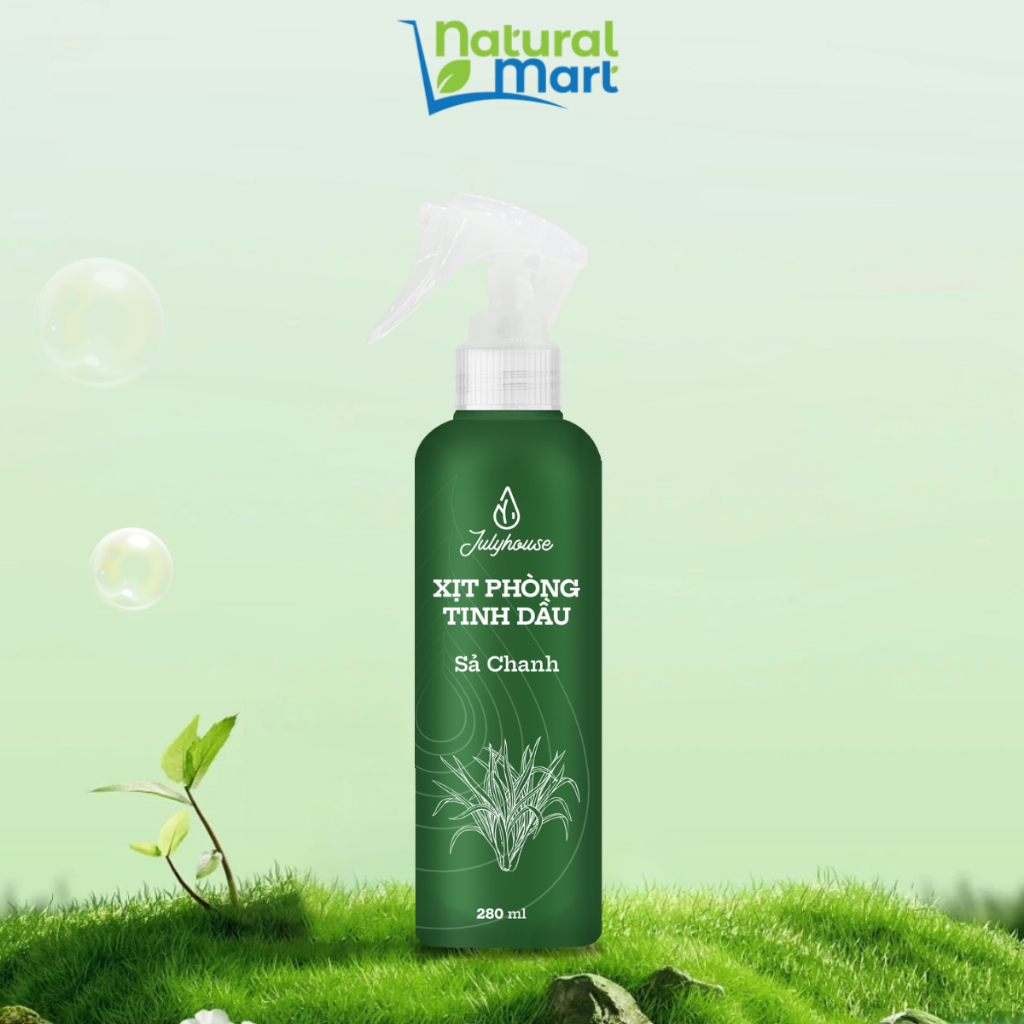 Bình xịt phòng Tinh dầu Sả chanh 280ml JULYHOUSE khử mùi hiệu quả - Natural Mart