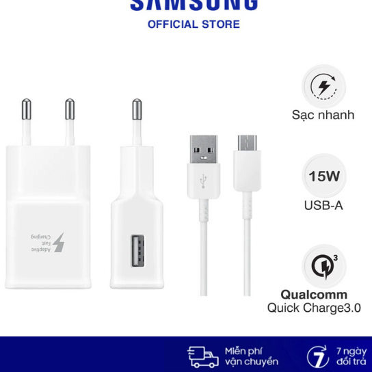 Sạc nhanh Samsung 15w Type C và Micro Kèm dây sạc samsung Avax bảo hành 1 tháng lỗi 1 đổi