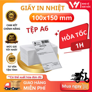 Giấy in nhiệt A6 100x150mm In vận đơn, Mã vận chuyển Shopee ,GHTK, Hàng tệp 500 tờ Giá cực tốt