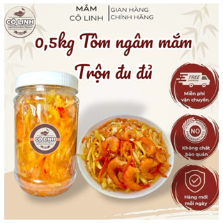 Mắm Tép trộn đu đủ - tôm trộn đu đủ vị mặn mặn giòn ngon hũ 500gr