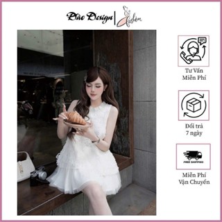 Set bộ đồ nữ Đào Design áo sát nách đính hoa nổi mix chân váy xếp ly nhẹ nhàng basic