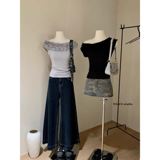 [Sẵn] Áo thun trễ vai nhún bèo siêu xinh WG.WE