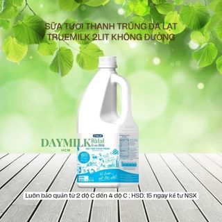  Sữa Tươi Thanh Trùng Đà Lạt True Milk không đường chai 2lit 