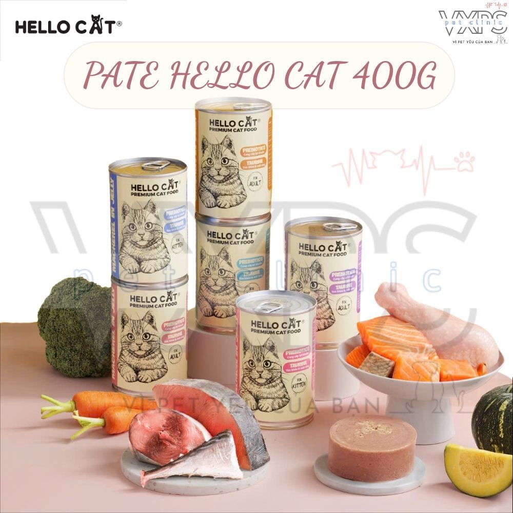 Pate Cá Ngừ Hello Cat 400g – Hỗ Trợ Tim Mạch, Mắt Sáng, Đường Ruột Khỏe