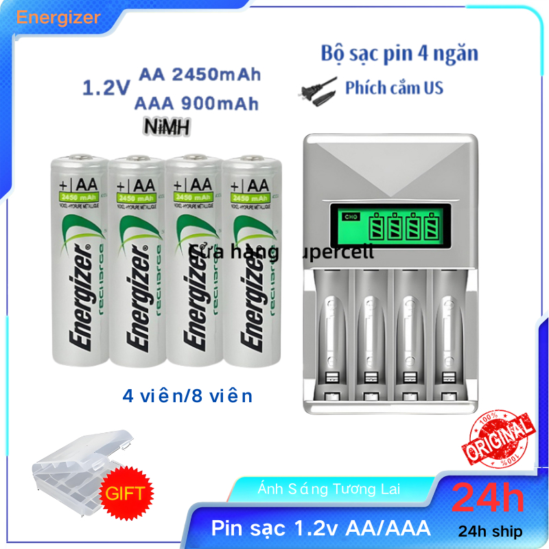 【Bán chạy VN｜Giao hàng siêu tốc】Pin sạc lại Energizer AA / AAA 1.2V Ni-MH NiMH 2000mAh 800mAh 4 tế bào