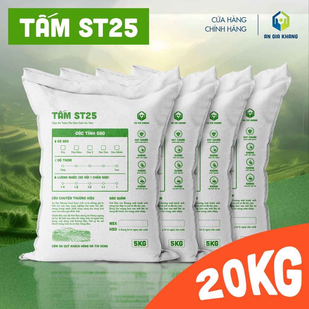 [Túi 20KG] Gạo Tấm ST25 AGKF (An Gia Khang Food) - Thơm Ngon