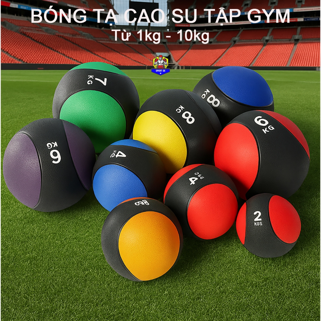 Bóng Tạ Tập GYM Cao Su Chống Trượt | Trọng Lượng 1kg - 10kg | GYM Ball Tập Toàn Thân